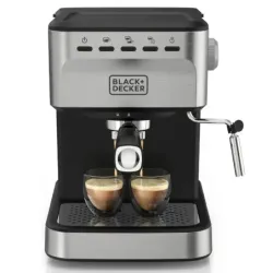 CAFETERA EXPRESO-CAPUCHINO-LATE-AMERICANO BLACK DECKER 1100W 20 BARES 1.5LTS ACERO INOX. NEGRO