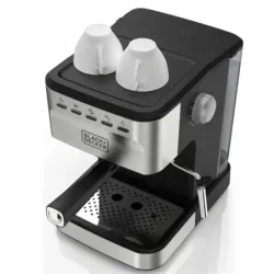 CAFETERA EXPRESO-CAPUCHINO-LATE-AMERICANO BLACK DECKER 1100W 20 BARES 1.5LTS ACERO INOX. NEGRO
