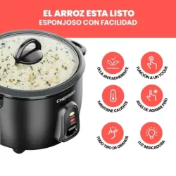 OLLA ARROCERA CHEFMAN  10 TAZAS MULTIUSOS  NEGRA