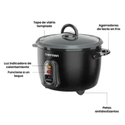 OLLA ARROCERA CHEFMAN  10 TAZAS MULTIUSOS  NEGRA
