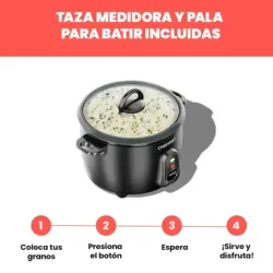 OLLA ARROCERA CHEFMAN  10 TAZAS MULTIUSOS  NEGRA