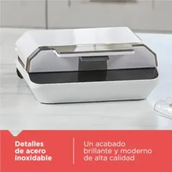 SANDWHICHERA BLACK DECKER 750W 2 PANES CLIP BLOQUEO LUCES ACERO INOX. BLANCA