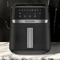 FREIDORA DE AIRE BLACK DECKER 7.5 LTS 1700W 9 FUNCIONES  PREPROGRAMADAS PANTALLA TACTIL NEGRO