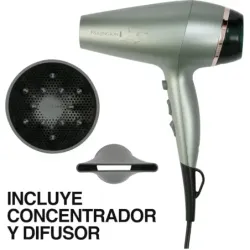 SECADOR DE CABELLO REMINGTON BOTANICALS 1875W 2 VEL.3 AJUSTES VERDE