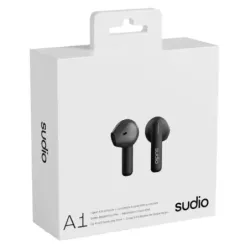 AUDIFONOS SUDIO A1 INALAMBRICO ESTILO TAPON 13MM BT-MICROF. INTEGR. 6H DUR. USB-C IPX4 NEGRO