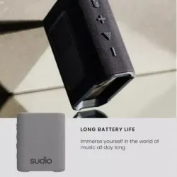PARLANTE SUDIO S2 INALAMBRICO-BT-10MTS-7H DURACION-IPX5-USB C-MANOS LIBRES-GRIS