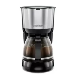 CAFETERA CHEFMAN 10 TAZAS CON JARRA DE VIDRIO ACERO INOX