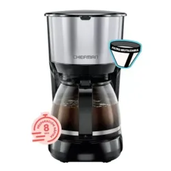 CAFETERA CHEFMAN 10 TAZAS CON JARRA DE VIDRIO ACERO INOX