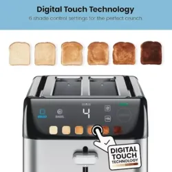 TOSTADORA CHEFMAN 4 REBANADAS 850W DIGITAL 6 SOMBRAS 3 FUNCIONES ACERO INOX