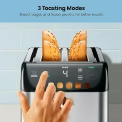 TOSTADORA CHEFMAN 4 REBANADAS 850W DIGITAL 6 SOMBRAS 3 FUNCIONES ACERO INOX