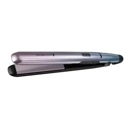 PLANCHA DE CABELLO REMINGTON MINERAL GLOW CERAMICA 210 GRADOS PANTALLA DIGITAL LILA AZUL