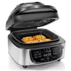 FREIDORA DE AIRE Y PARRILLA CHEFMAN 2 EN 1 PROGRAMABLE 6 6LTS 1700W TERMOMETRO INCL  ACERO INOX