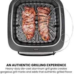 FREIDORA DE AIRE Y PARRILLA CHEFMAN 2 EN 1 PROGRAMABLE 6 6LTS 1700W TERMOMETRO INCL  ACERO INOX
