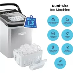 MAQUINA DE HIELO CHEFMAN PORTATIL ALMACENA 0 5KG 204W VISUALIZACION CABLE 1 5MTS GRIS