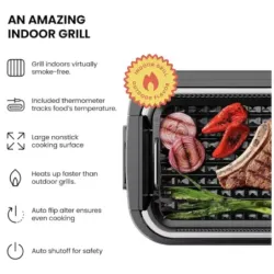 PARRILLA CHEFMAN INTERIOR SIN HUMO 15 PULG  1500W PANTALLA TACTIL TERMOMETRO INCL  NEGRO