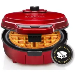 WAFLERA CHEFMAN ESTILO BELGA REDONDA 4 SECCIONES 700W ANTIADHERENTE ROJO