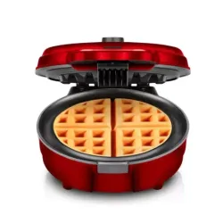 WAFLERA CHEFMAN ESTILO BELGA REDONDA 4 SECCIONES 700W ANTIADHERENTE ROJO