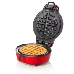 WAFLERA CHEFMAN ESTILO BELGA REDONDA 4 SECCIONES 700W ANTIADHERENTE ROJO