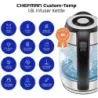 TETERA ELECTRICA CHEFMAN INALAMBRICA 1 8LTS 5 LUCES LED CTRL DIGITAL INFUSOR JARRA DE CRISTAL ACERO INOX
