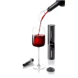 SACACORCHOS CHEFMAN PARA VINOS A PILAS 4PCS LUZ LED ACERO INOX  NEGRO