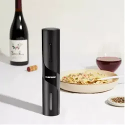 SACACORCHOS CHEFMAN PARA VINOS A PILAS 4PCS LUZ LED ACERO INOX  NEGRO