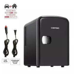MINI REFRI CHEFMAN PORTATIL 4LTS PUERTA AJUSTE FRIO CALIENTE 0 65 GRD CENTIGRADOS NEGRO
