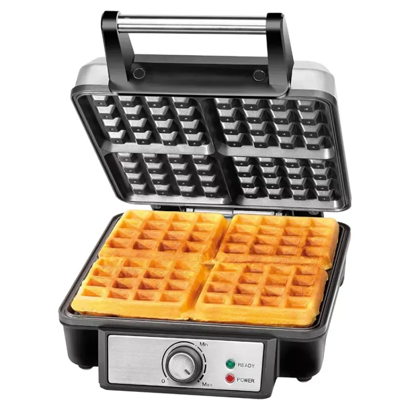 WAFLERA CHEFMAN ESTILO BELGA 4 SECCIONES 700W ANTIADHERENTE ACERO INOX