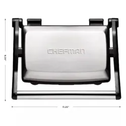 SANDWICHERA CHEFMAN PANINI 3 EN 1 4 REBANADAS ANTIADHERENTE 1000W ACERO INOX