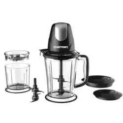LICUADORA TODO EN 1 CHEFMAN 400W DOS VASOS CUCHILLAS CUADRUPLES CON TAPA NEGRO