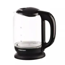 TETERA ELECTRICA CHEFMAN INALAMBRICA 1 7LTS LUZ LED JARRA DE CRISTAL NEGRO