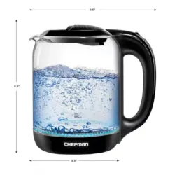 TETERA ELECTRICA CHEFMAN INALAMBRICA 1 7LTS LUZ LED JARRA DE CRISTAL NEGRO