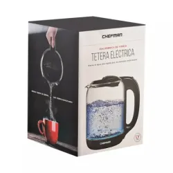 TETERA ELECTRICA CHEFMAN INALAMBRICA 1 7LTS LUZ LED JARRA DE CRISTAL NEGRO