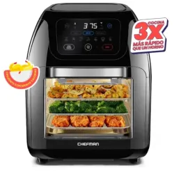 FREIDORA DE AIRE CHEFMAN CON HORNO 10LTS PANTALLA TOUCH 1700W APAGADO AUT  NEGRO