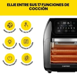 FREIDORA DE AIRE CHEFMAN CON HORNO 10LTS PANTALLA TOUCH 1700W APAGADO AUT  NEGRO
