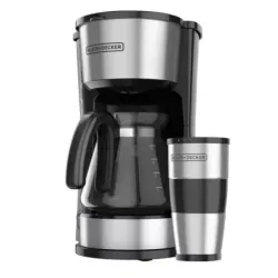 CAFETERA BLACK DECKER-4 EN 1 - 5 TAZAS CON ENVASE DE ACERO INOX.-FILTRO PERMANENTE-BOTON ENCENDIDO Y APAGADO-NEGRA