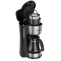 CAFETERA BLACK DECKER-4 EN 1 - 5 TAZAS CON ENVASE DE ACERO INOX.-FILTRO PERMANENTE-BOTON ENCENDIDO Y APAGADO-NEGRA