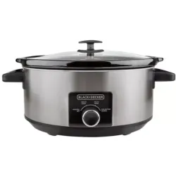 Olla De Coccion Lenta Black Decker Capacidad 7lts 3 Ajustes 320w Perilla Tapa Vidrio Sylver