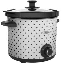 OLLA DE COCCION LENTA BLACK DECKER CAPACIDAD 4LTS 3 AJUSTES 200W PERRILLA TAPA VIDRIO BLANCO