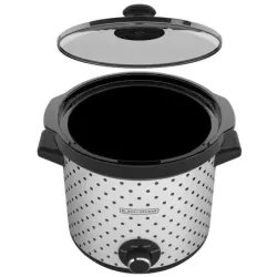 OLLA DE COCCION LENTA BLACK DECKER CAPACIDAD 4LTS 3 AJUSTES 200W PERRILLA TAPA VIDRIO BLANCO