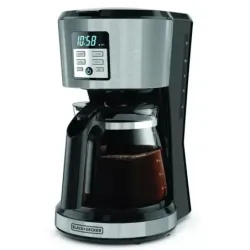 CAFETERA BLACK DECKER 12 TAZAS PROGRAMABLE DIGITAL CON JARRA DE VIDRIO NEGRA