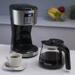 CAFETERA BLACK DECKER 12 TAZAS PROGRAMABLE DIGITAL CON JARRA DE VIDRIO NEGRA