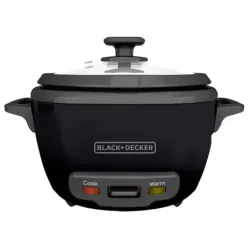 Olla Arrocera Black Decker Capacidad 7 Tzs 2 Lts Tapa Vidrio Negra