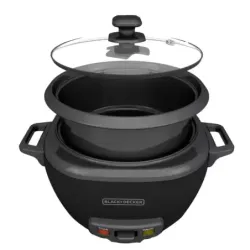 Olla Arrocera Black Decker Capacidad 7 Tzs 2 Lts Tapa Vidrio Negra