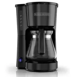 CAFETERA BLACK DECKER-5 TAZAS-FILTRO PERMANENTE-BOTON ENCENDIDO Y APAGADO-NEGRA