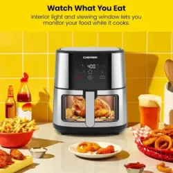 FREIDORA DE AIRE CHEFMAN 7.6LTS PANTALLA TOUCH 1500W CON VISUALIZACION ACERO INOX