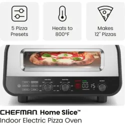 HORNO PARA PIZZA CHEFMAN ARTESANAL HASTA 12 PULG. LUZ CON VISUALIZACION ACERO INOX.