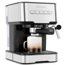 CAFETERA EXPRESO-CAPUCHINO-LATE CHEFMAN 4 EN 1-PANEL BOTONES- CON 15 BARES 1.5LTS ACERO INOX.