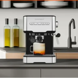 CAFETERA EXPRESO-CAPUCHINO-LATE CHEFMAN 4 EN 1-PANEL BOTONES- CON 15 BARES 1.5LTS ACERO INOX.