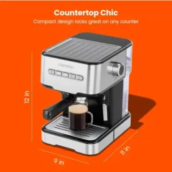 CAFETERA EXPRESO-CAPUCHINO-LATE CHEFMAN 4 EN 1-PANEL BOTONES- CON 15 BARES 1.5LTS ACERO INOX.