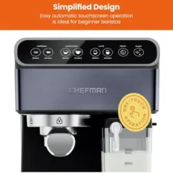 CAFETERA EXPRESO-CAPUCHINO-LATE CHEFMAN PRO PLUS 6 EN 1-TOUCH-CAPSULA- CON 20 BARES 1.8LTS NEGRO